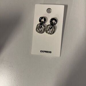Express Silver Textured Hoop Earrings